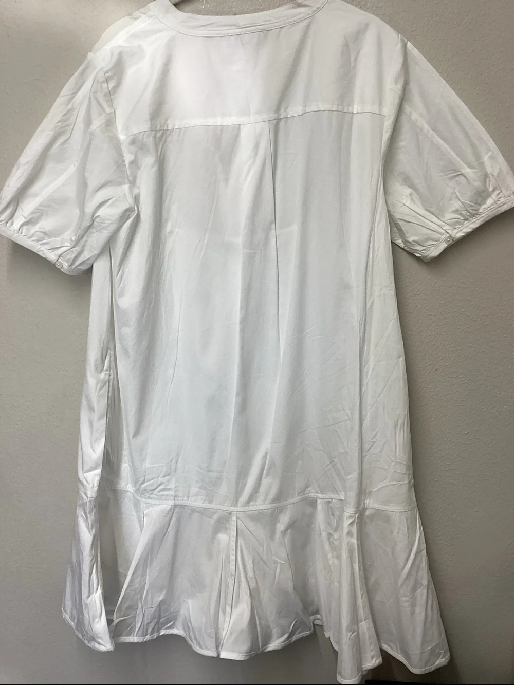 J. Crew White Short Sleeve Ruffle-Hem Tunic Dress